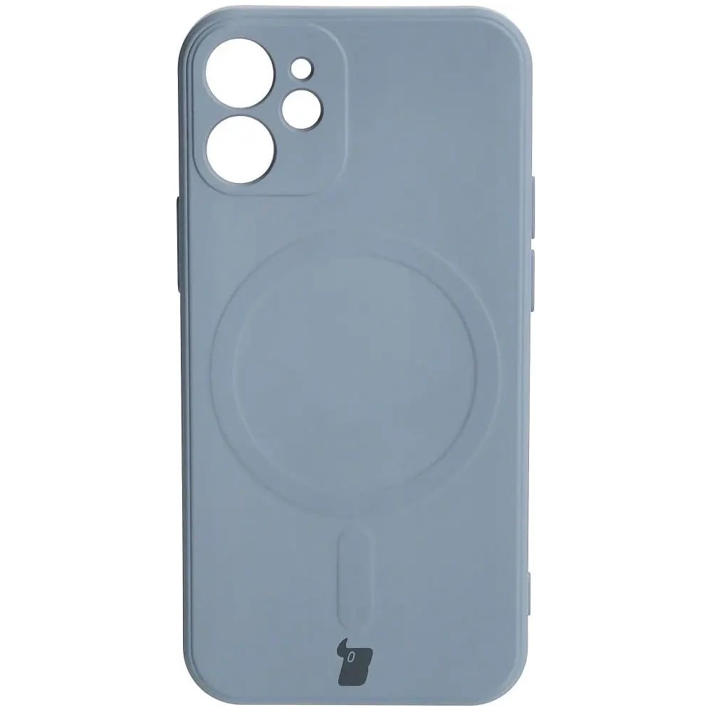 Etui Bizon Case Silicone MagSafe Sq do Apple iPhone 12 Mini szare
