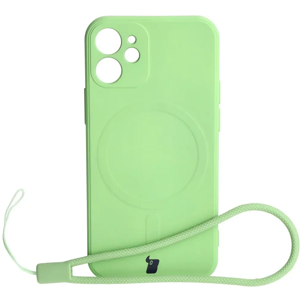 Etui Bizon Case Silicone MagSafe Sq do Apple iPhone 12 Mini jasnozielone