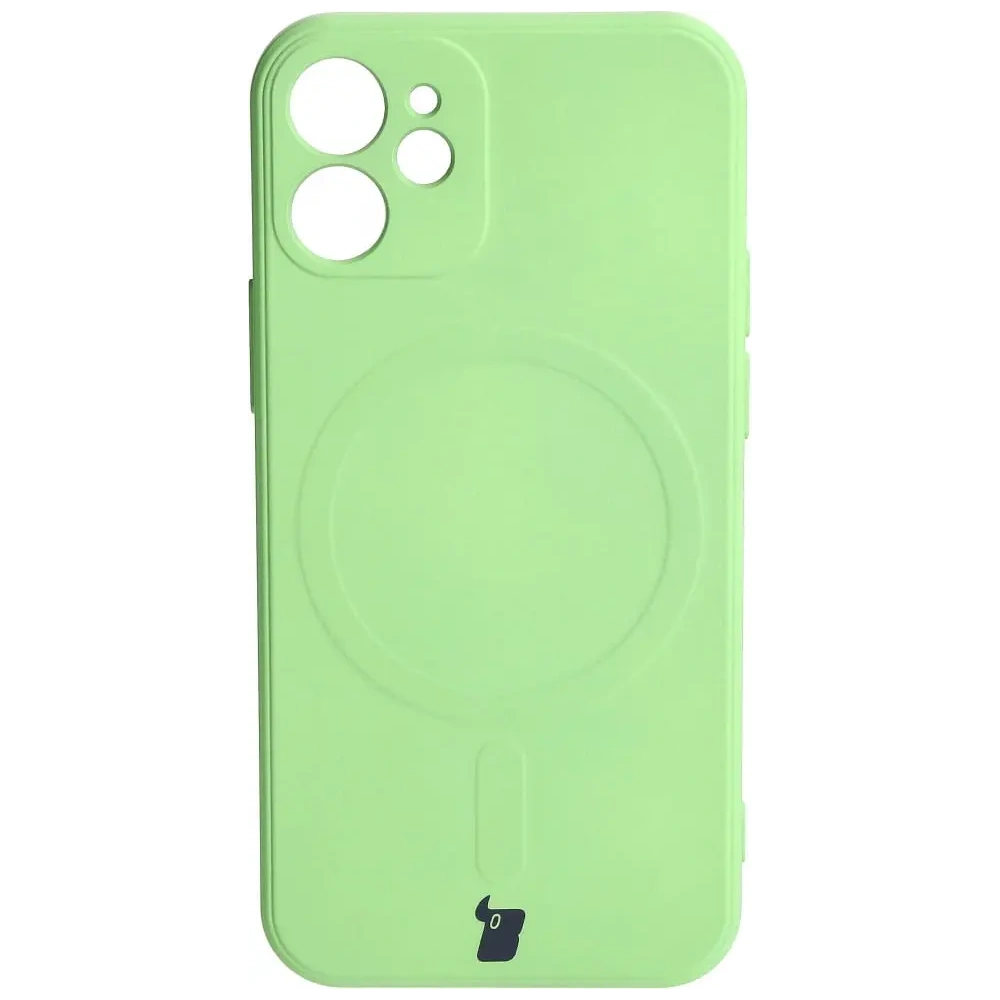 Etui Bizon Case Silicone MagSafe Sq do Apple iPhone 12 Mini jasnozielone
