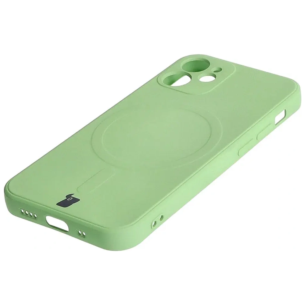 Etui Bizon Case Silicone MagSafe Sq do Apple iPhone 12 Mini jasnozielone
