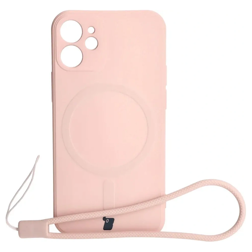 Etui Bizon Case Silicone MagSafe Sq do Apple iPhone 12 Mini jasnoróżowe