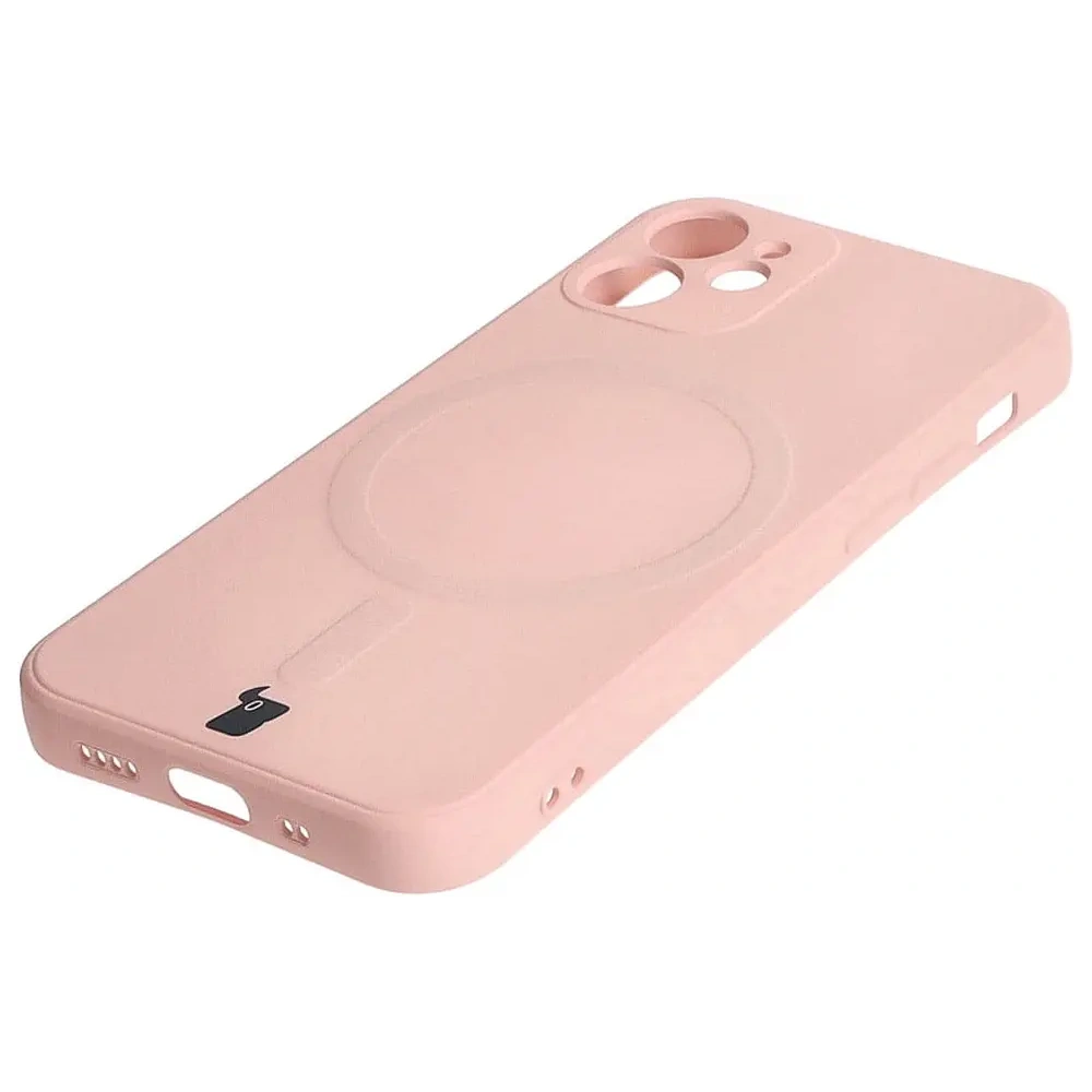 Etui Bizon Case Silicone MagSafe Sq do Apple iPhone 12 Mini jasnoróżowe