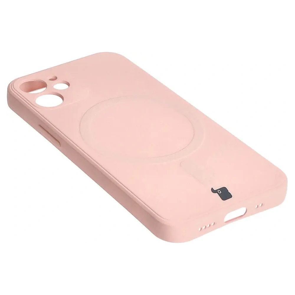 Etui Bizon Case Silicone MagSafe Sq do Apple iPhone 12 Mini jasnoróżowe