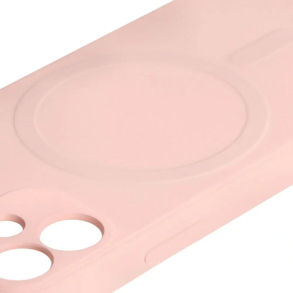 Etui Bizon Case Silicone MagSafe Sq do Apple iPhone 12 Mini jasnoróżowe