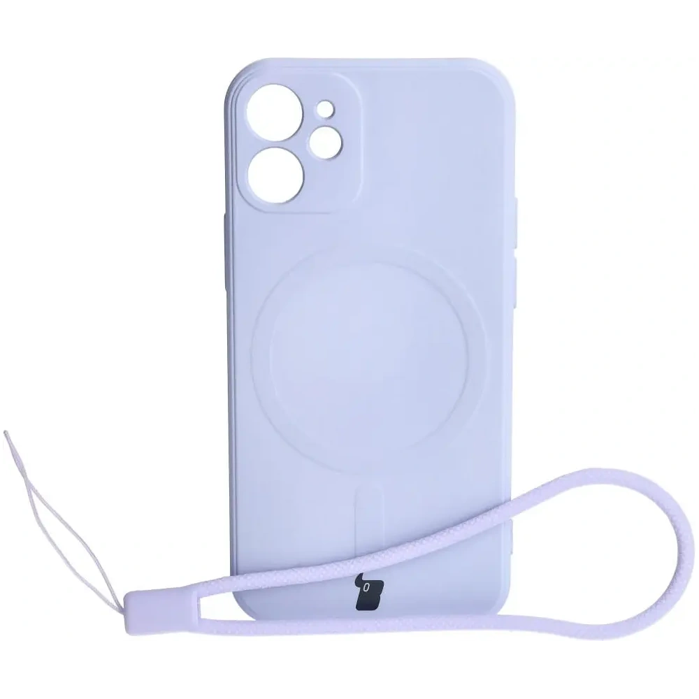 Etui Bizon Case Silicone MagSafe Sq do Apple iPhone 12 Mini jasnofioletowe