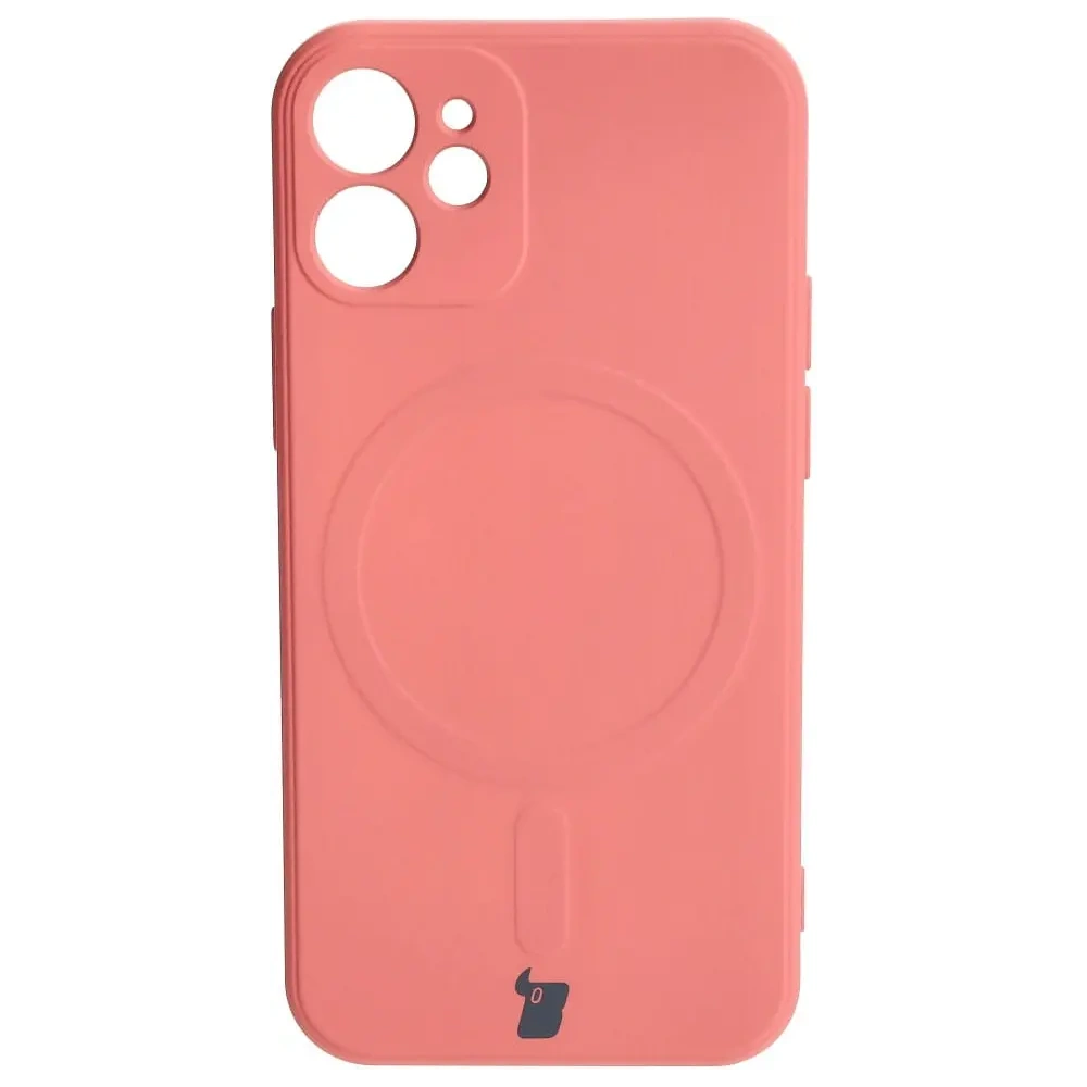 Etui Bizon Case Silicone MagSafe Sq do Apple iPhone 12 Mini brudny róż