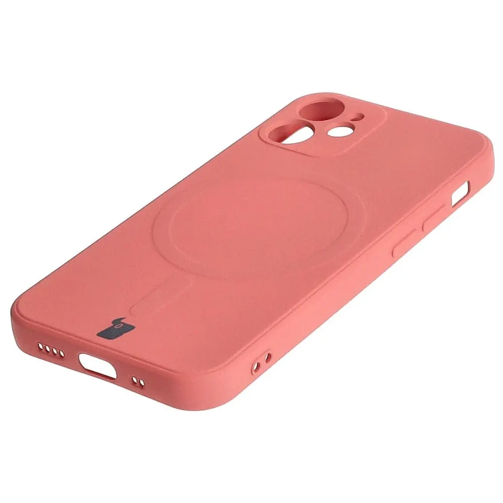 Etui Bizon Case Silicone MagSafe Sq do Apple iPhone 12 Mini brudny róż