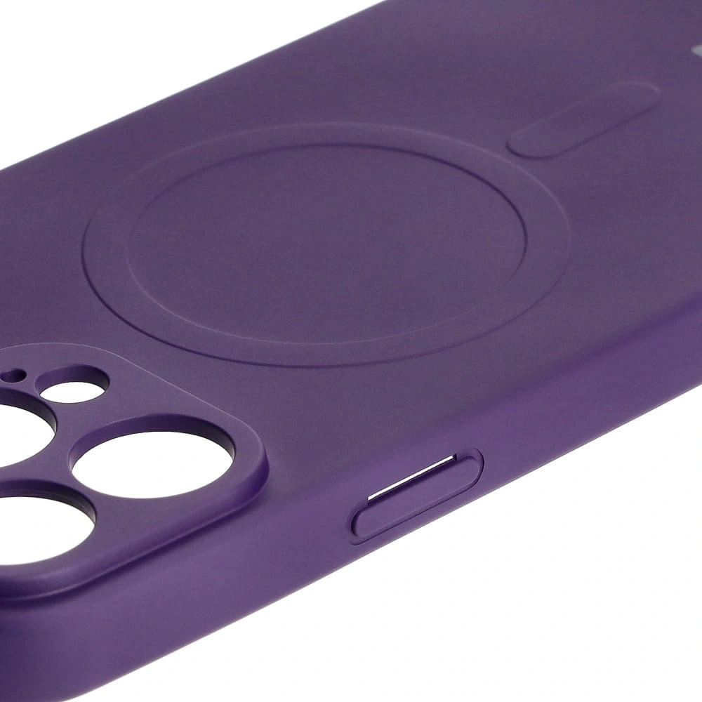 Etui silikonowe z pierścieniem magnetycznym Bizon Case Silicone Magnetic do Apple iPhone 15 Pro Max śliwkowe