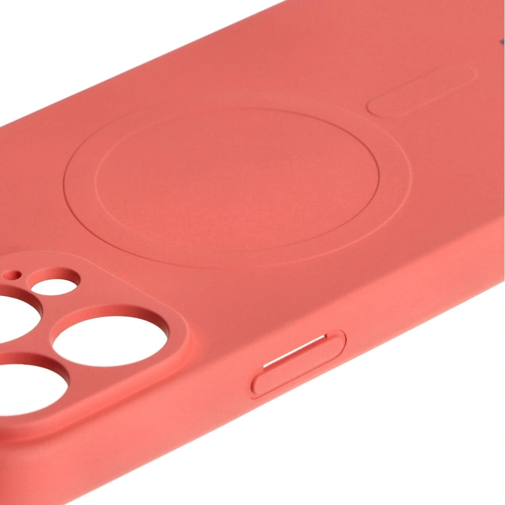 Etui silikonowe z pierścieniem magnetycznym Bizon Case Silicone Magnetic do Apple iPhone 15 Pro Max brudnoróżowe