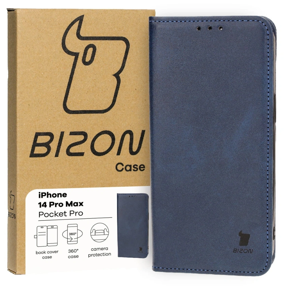 Etui z klapką Bizon Case Pocket Pro do Apple iPhone 14 Pro Max granatowe