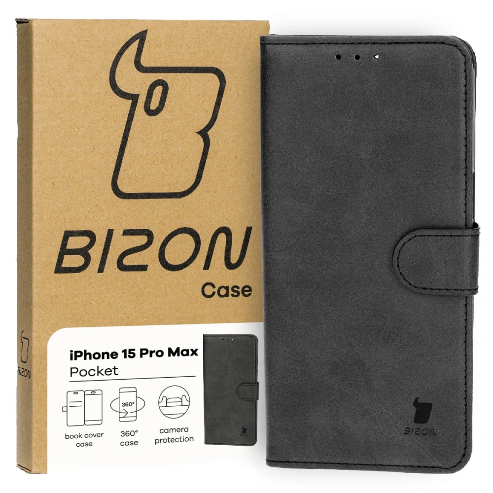 Etui z klapką Bizon Case Pocket do Apple iPhone 15 Pro Max czarne