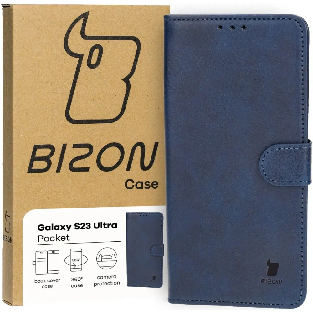 Etui z klapką Bizon Case Pocket do Samsung Galaxy S23 Ultra granatowe