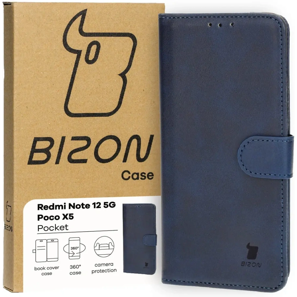 Etui z klapką Bizon Case Pocket do Xiaomi Redmi Note 12 5G / Xiaomi Poco X5 granatowe