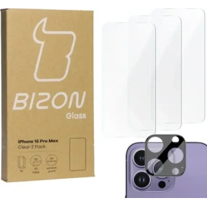 Kup 3x Szkło na ekran + szkło na aparat BIZON Clear do Apple iPhone 15 Pro Max - BIZ3509 - {ean13} - Sklep Home Screen