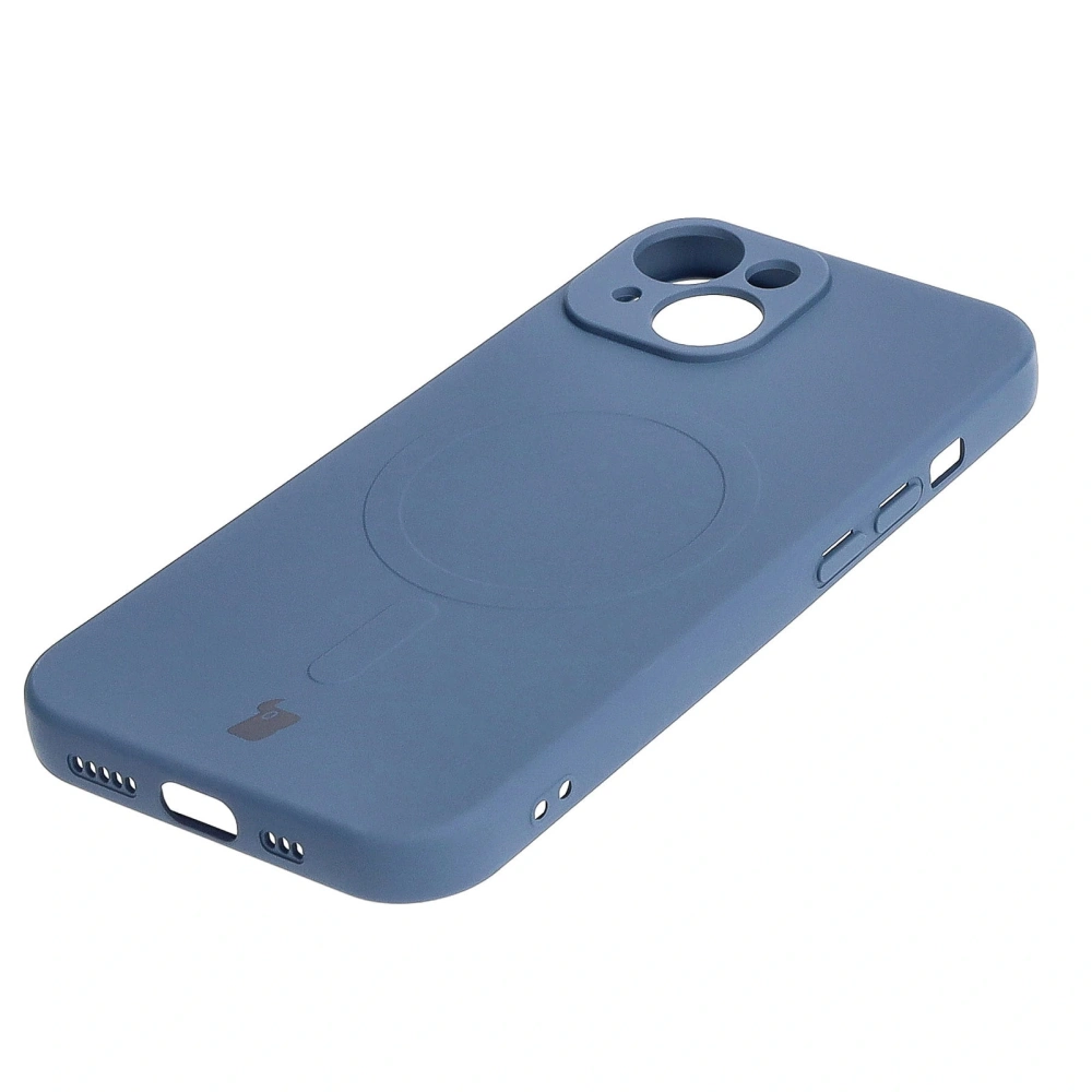 Etui silikonowe z pierścieniem magnetycznym Bizon Case Silicone Magnetic do Apple iPhone 15 granatowe