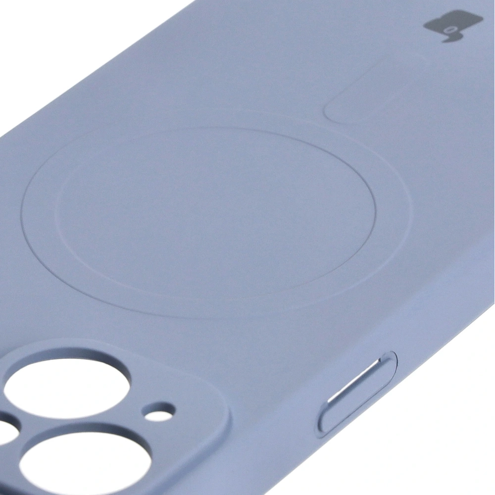 Etui silikonowe z pierścieniem magnetycznym Bizon Case Silicone Magnetic do Apple iPhone 15 szare