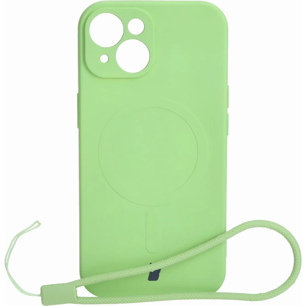 Etui silikonowe z pierścieniem magnetycznym Bizon Case Silicone Magnetic do Apple iPhone 15 jasnozielone