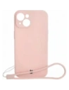 Etui silikonowe z pierścieniem magnetycznym Bizon Case Silicone Magnetic do Apple iPhone 15 jasnoróżowe