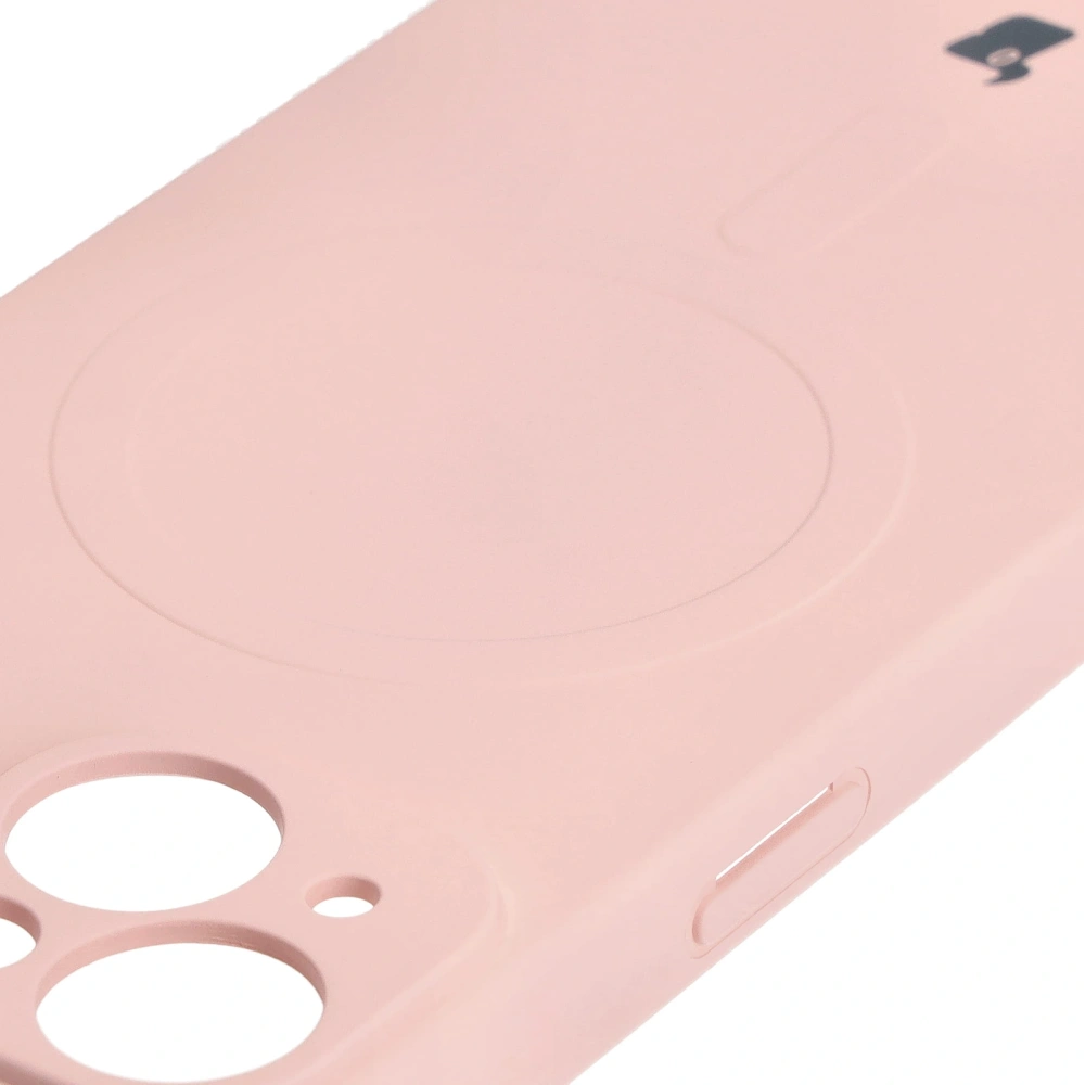 Etui silikonowe z pierścieniem magnetycznym Bizon Case Silicone Magnetic do Apple iPhone 15 jasnoróżowe