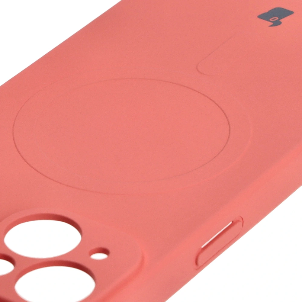 Etui silikonowe z pierścieniem magnetycznym Bizon Case Silicone Magnetic do Apple iPhone 15 brudnoróżowe