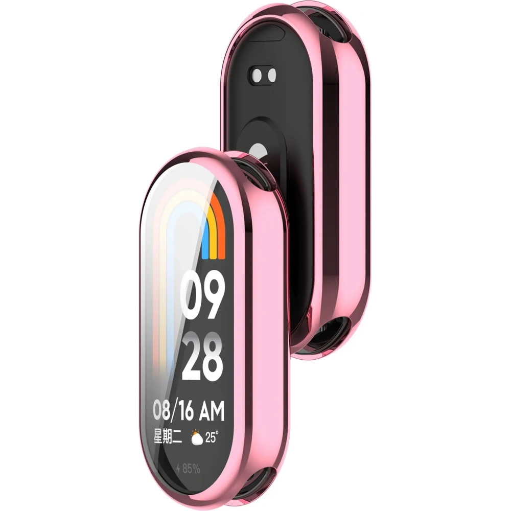 Etui z osłoną ekranu Bizon Case Watch Felipe do Xiaomi Mi Smart Band 8 różowe