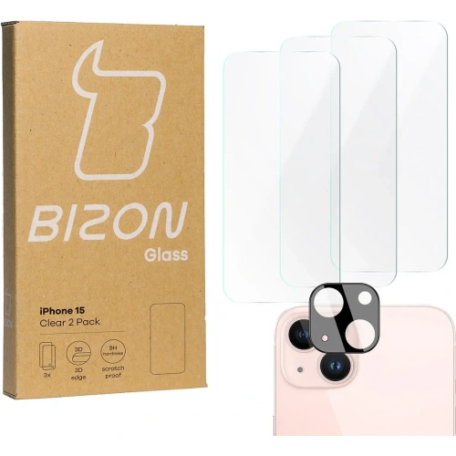 Kup BIZON Clear 3x sticlă pentru ecran + sticlă pentru cameră Apple iPhone 15 - BIZ3549 - {ean13} - Sklep Home Screen