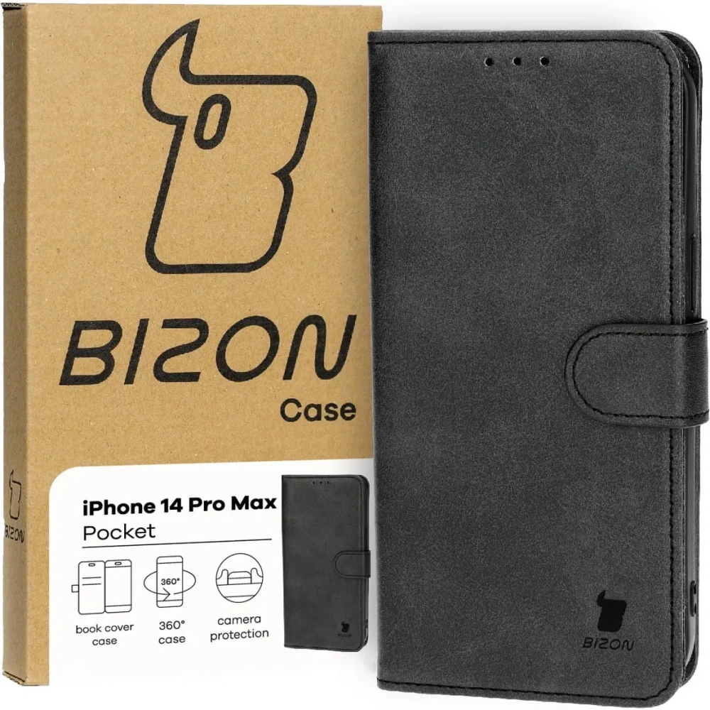 Etui z klapką Bizon Case Pocket do Apple iPhone 14 Pro Max czarne