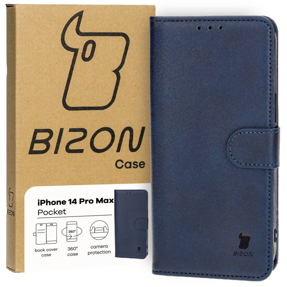 Etui z klapką Bizon Case Pocket do Apple iPhone 14 Pro Max granatowe