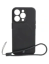Etui silikonowe z pierścieniem magnetycznym Bizon Case Silicone Magnetic do Apple iPhone 15 Pro czarne