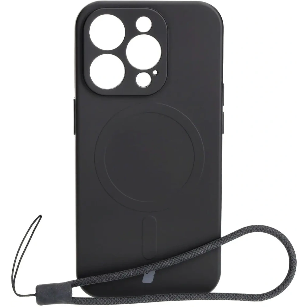 Etui silikonowe z pierścieniem magnetycznym Bizon Case Silicone Magnetic do Apple iPhone 15 Pro czarne