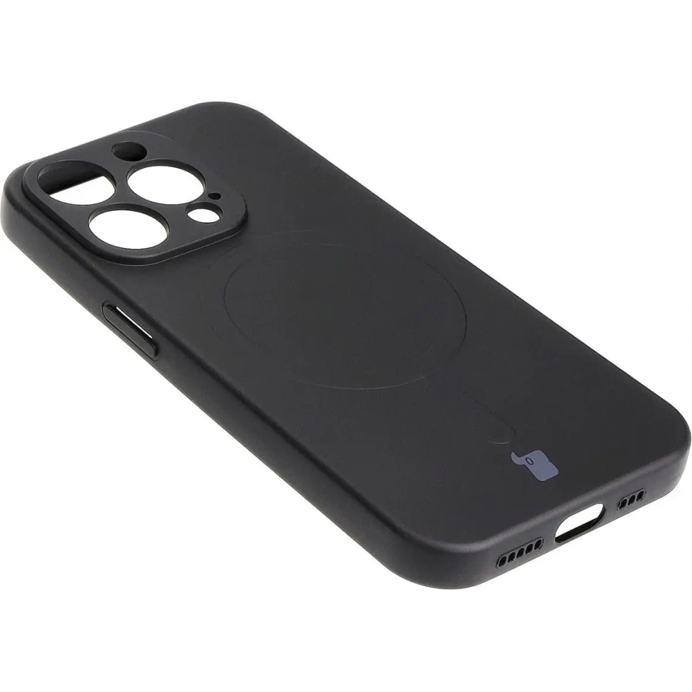 Etui silikonowe z pierścieniem magnetycznym Bizon Case Silicone Magnetic do Apple iPhone 15 Pro czarne