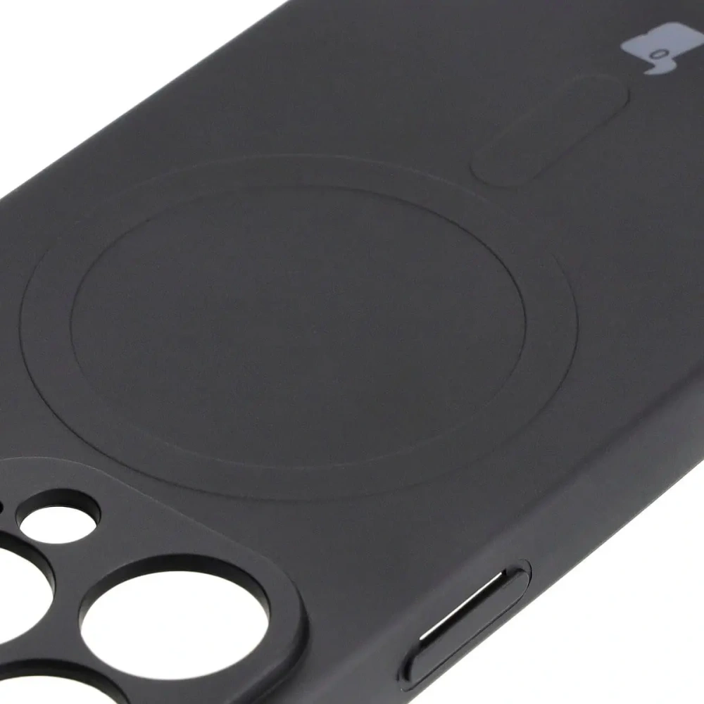 Etui silikonowe z pierścieniem magnetycznym Bizon Case Silicone Magnetic do Apple iPhone 15 Pro czarne