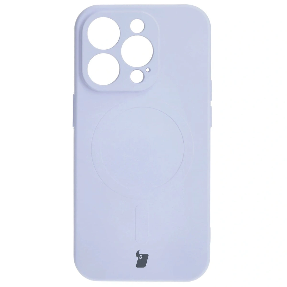 Etui silikonowe z pierścieniem magnetycznym Bizon Case Silicone Magnetic do Apple iPhone 15 Pro jasnofioletowe