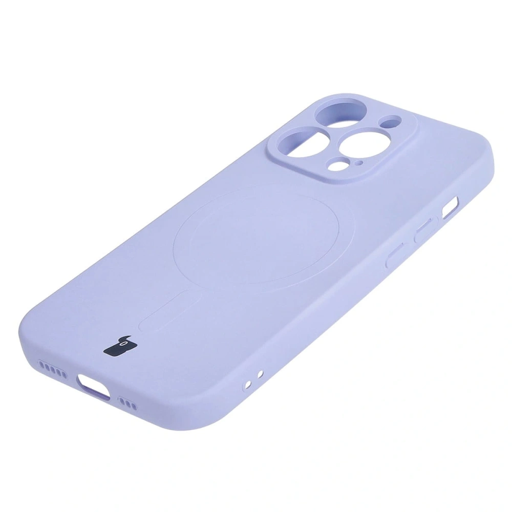 Etui silikonowe z pierścieniem magnetycznym Bizon Case Silicone Magnetic do Apple iPhone 15 Pro jasnofioletowe