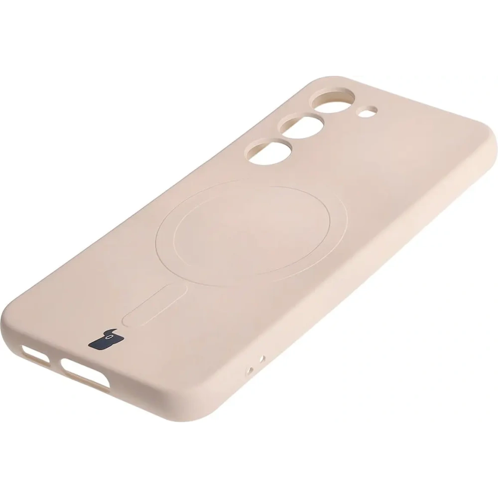 Etui silikonowe z pierścieniem magnetycznym Bizon Case Silicone Magnetic do Samsung Galaxy S23 beżowe
