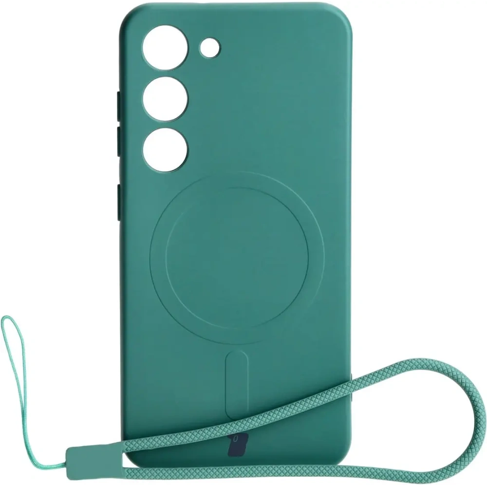 Etui silikonowe z pierścieniem magnetycznym Bizon Case Silicone Magnetic do Samsung Galaxy S23 ciemnozielone