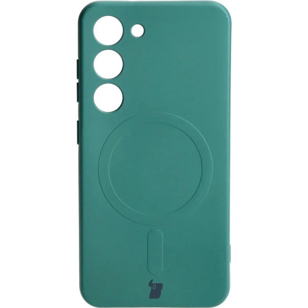 Etui silikonowe z pierścieniem magnetycznym Bizon Case Silicone Magnetic do Samsung Galaxy S23 ciemnozielone
