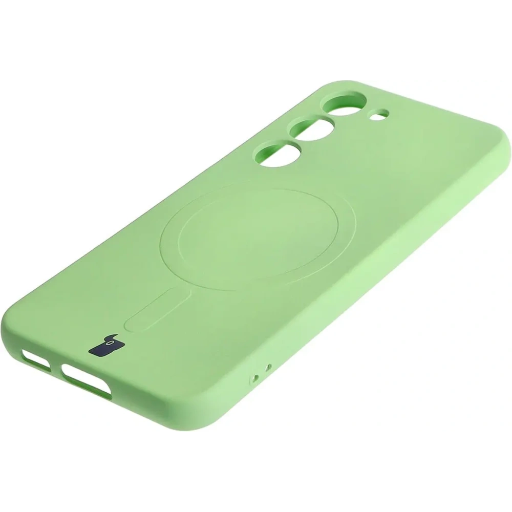 Etui silikonowe z pierścieniem magnetycznym Bizon Case Silicone Magnetic do Samsung Galaxy S23 jasnozielone