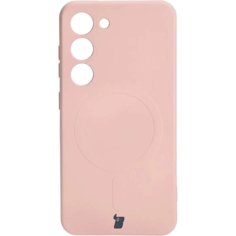 Etui silikonowe z pierścieniem magnetycznym Bizon Case Silicone Magnetic do Samsung Galaxy S23 jasnoróżowe
