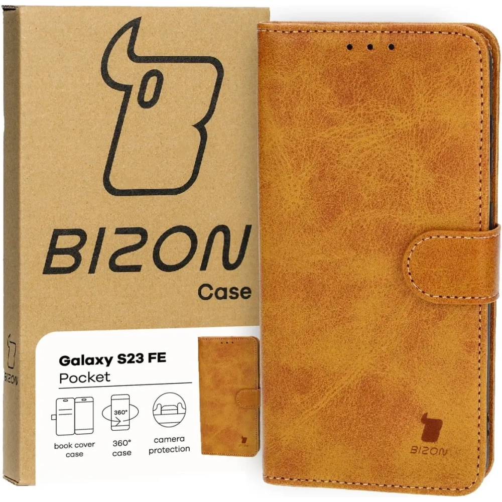 Etui z klapką Bizon Case Pocket do Samsung Galaxy S23 FE brązowe