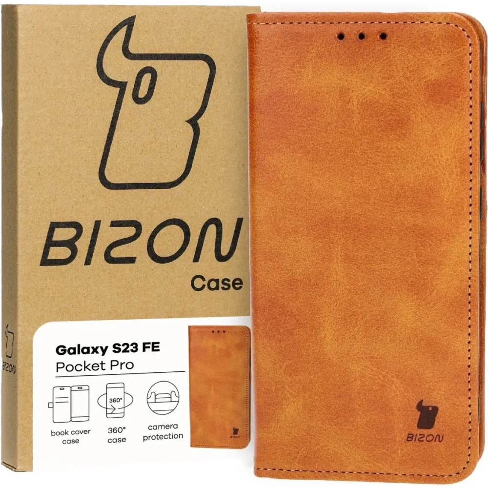 Etui z klapką Bizon Case Pocket Pro do Samsung Galaxy S23 FE brązowe