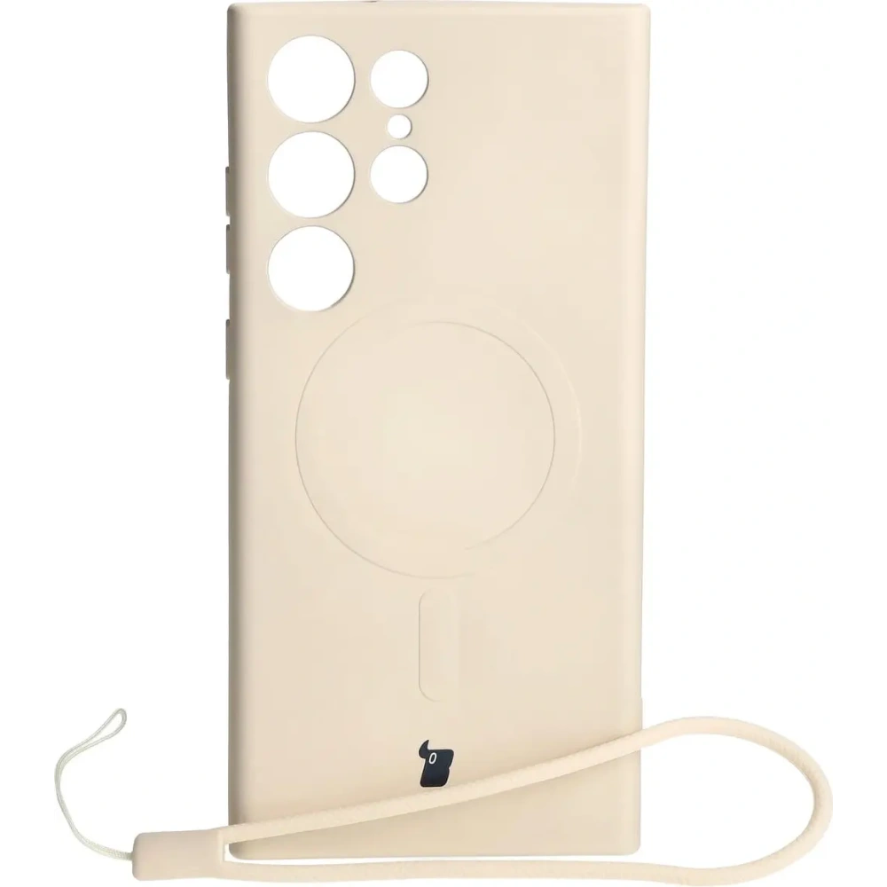 Etui silikonowe z pierścieniem magnetycznym Bizon Case Silicone Magnetic do Samsung Galaxy S23 Ultra beżowe