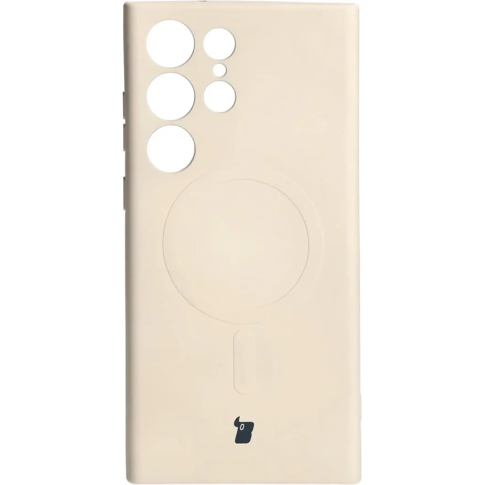 Etui silikonowe z pierścieniem magnetycznym Bizon Case Silicone Magnetic do Samsung Galaxy S23 Ultra beżowe