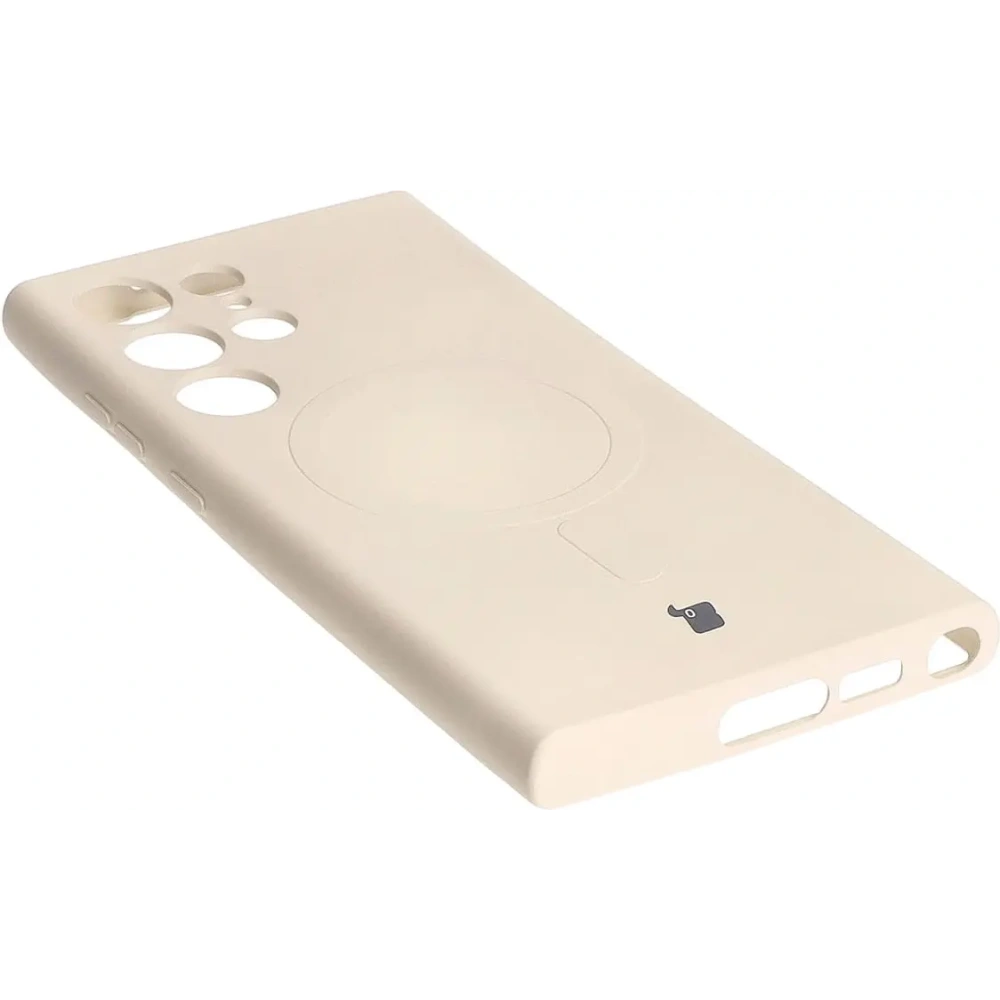 Etui silikonowe z pierścieniem magnetycznym Bizon Case Silicone Magnetic do Samsung Galaxy S23 Ultra beżowe