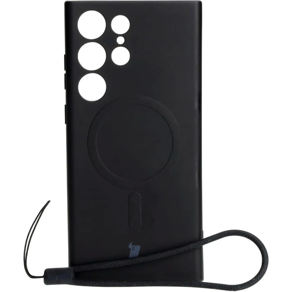 Etui silikonowe z pierścieniem magnetycznym Bizon Case Silicone Magnetic do Samsung Galaxy S23 Ultra czarne