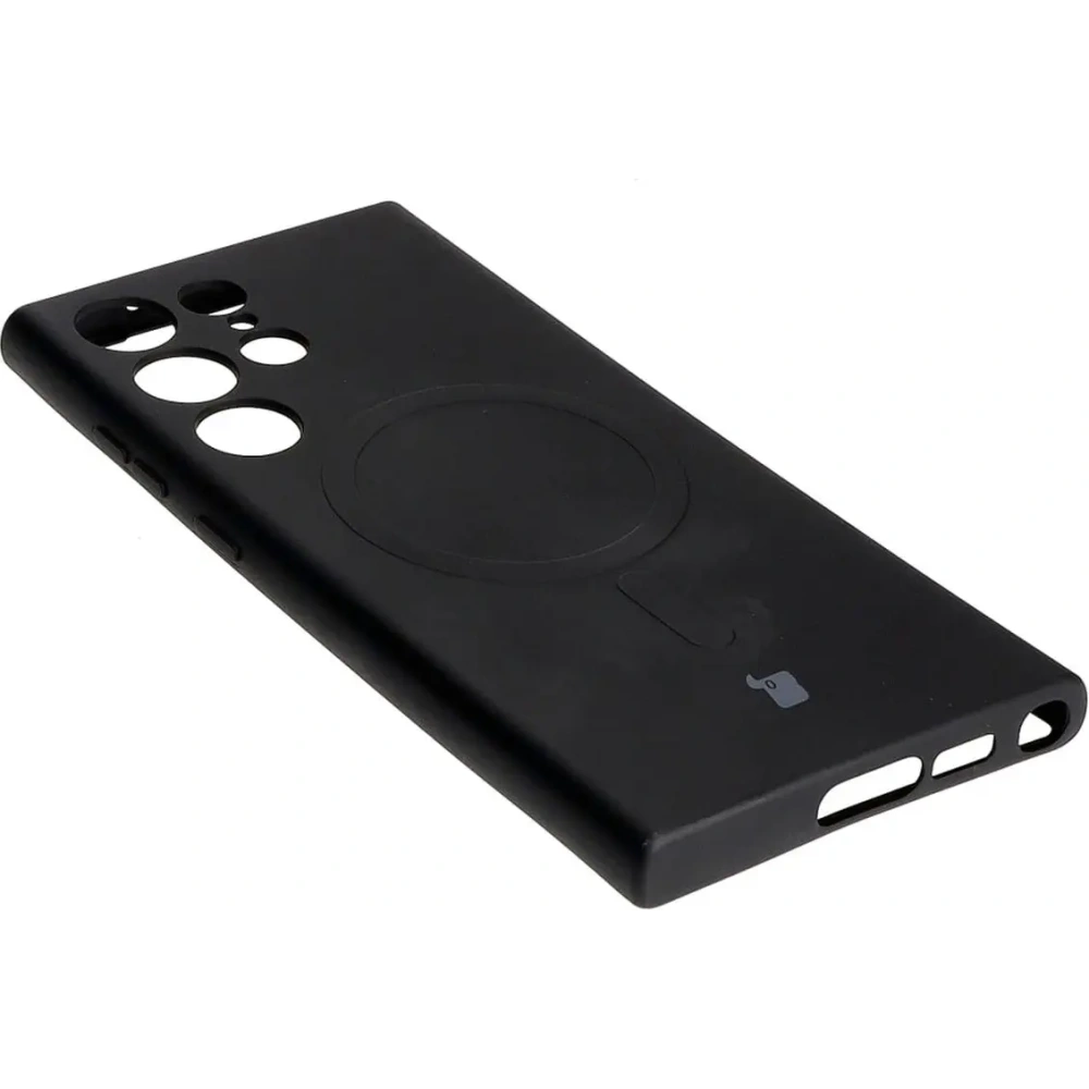 Etui silikonowe z pierścieniem magnetycznym Bizon Case Silicone Magnetic do Samsung Galaxy S23 Ultra czarne