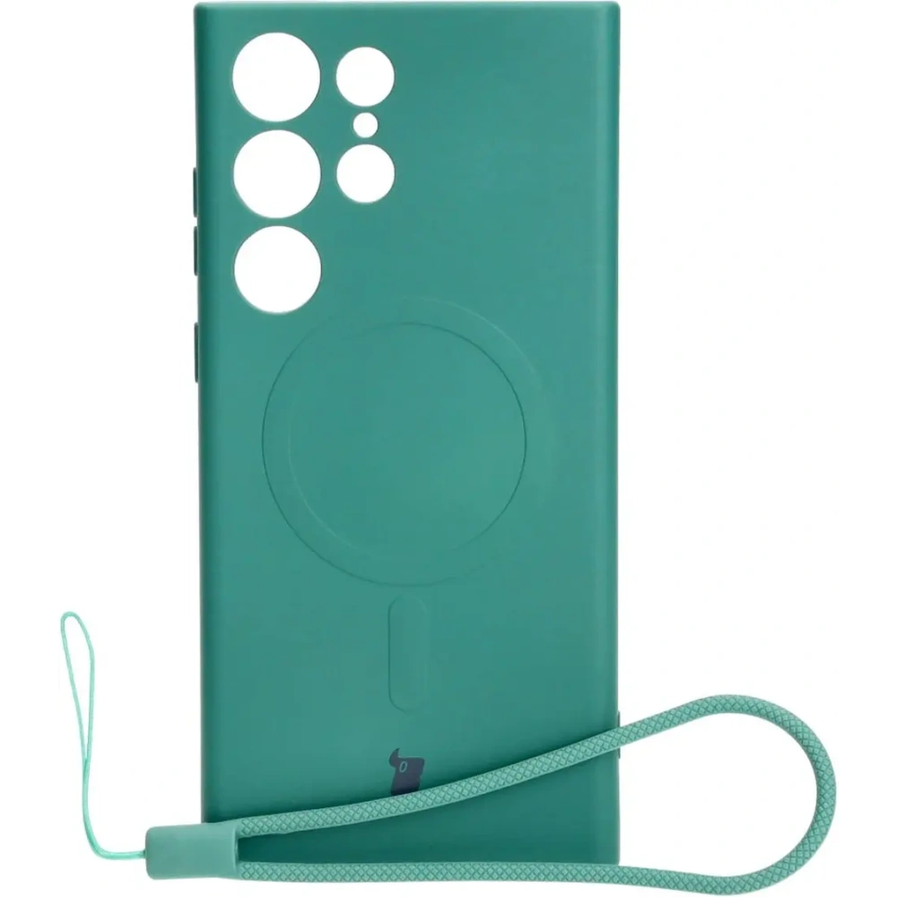 Etui silikonowe z pierścieniem magnetycznym Bizon Case Silicone Magnetic do Samsung Galaxy S23 Ultra ciemnozielone