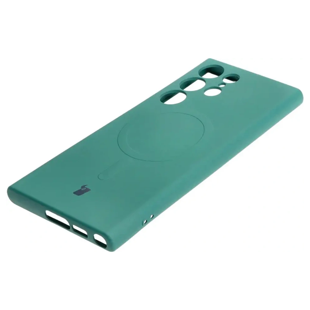 Etui silikonowe z pierścieniem magnetycznym Bizon Case Silicone Magnetic do Samsung Galaxy S23 Ultra ciemnozielone