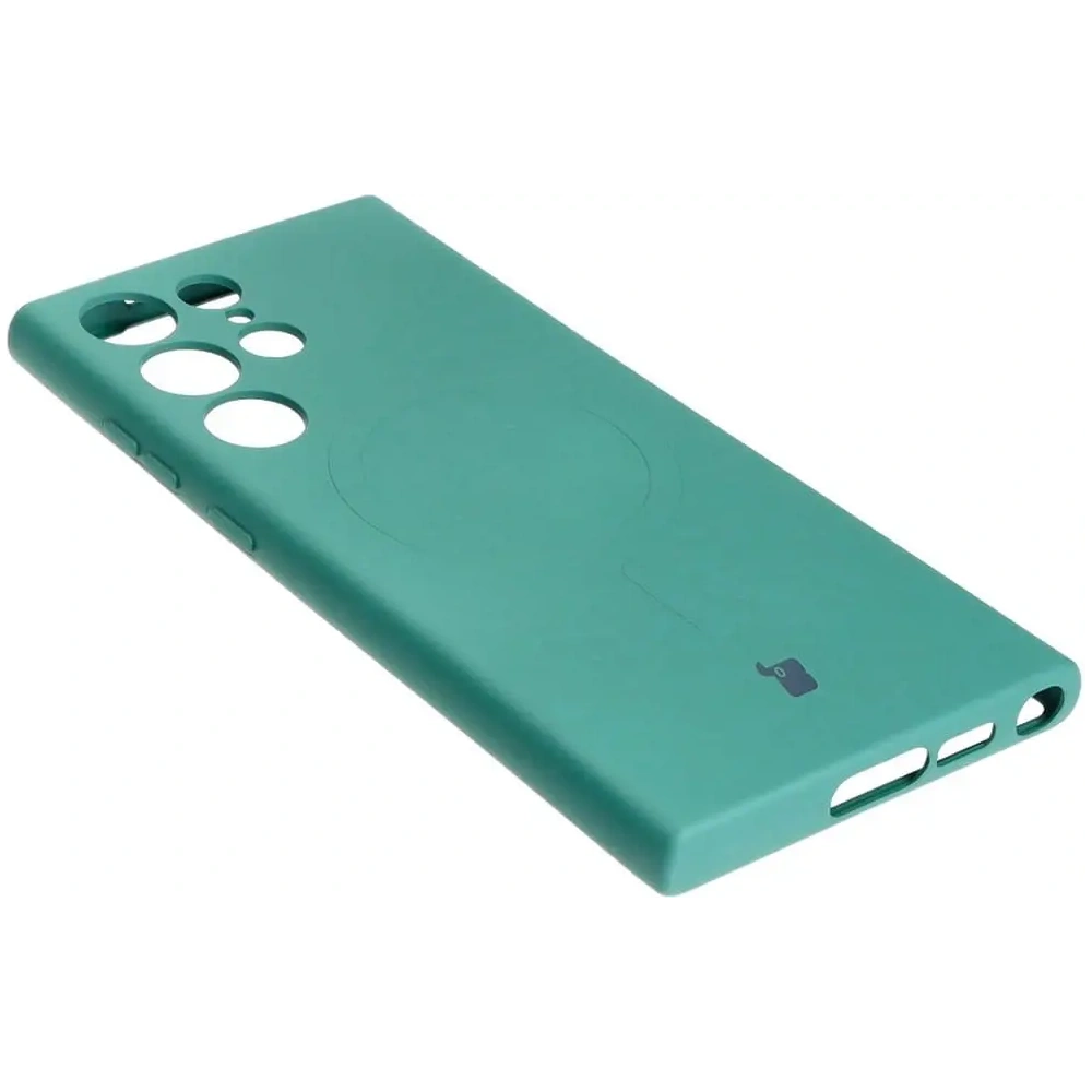 Etui silikonowe z pierścieniem magnetycznym Bizon Case Silicone Magnetic do Samsung Galaxy S23 Ultra ciemnozielone