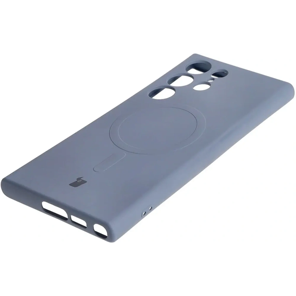 Etui silikonowe z pierścieniem magnetycznym Bizon Case Silicone Magnetic do Samsung Galaxy S23 Ultra szare